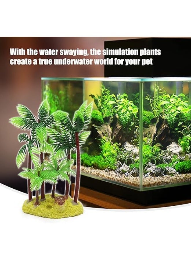 HUANXIN HOME Simulate mini coconut tree fish tank landscaping Decor Plastic Bonsai Plant for DIY Micro Landscape and for Terrariums Fairy Gardens and Miniature Gardening Props.1PCS - Image 2